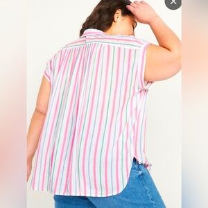 Old Navy Oversized Dobby Stripe Short Sleeve Shirt - size XL